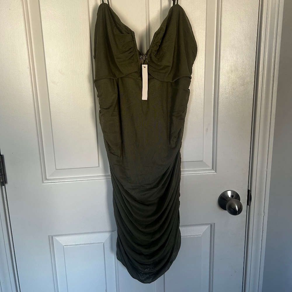 Ruched spaghetti strap dress
